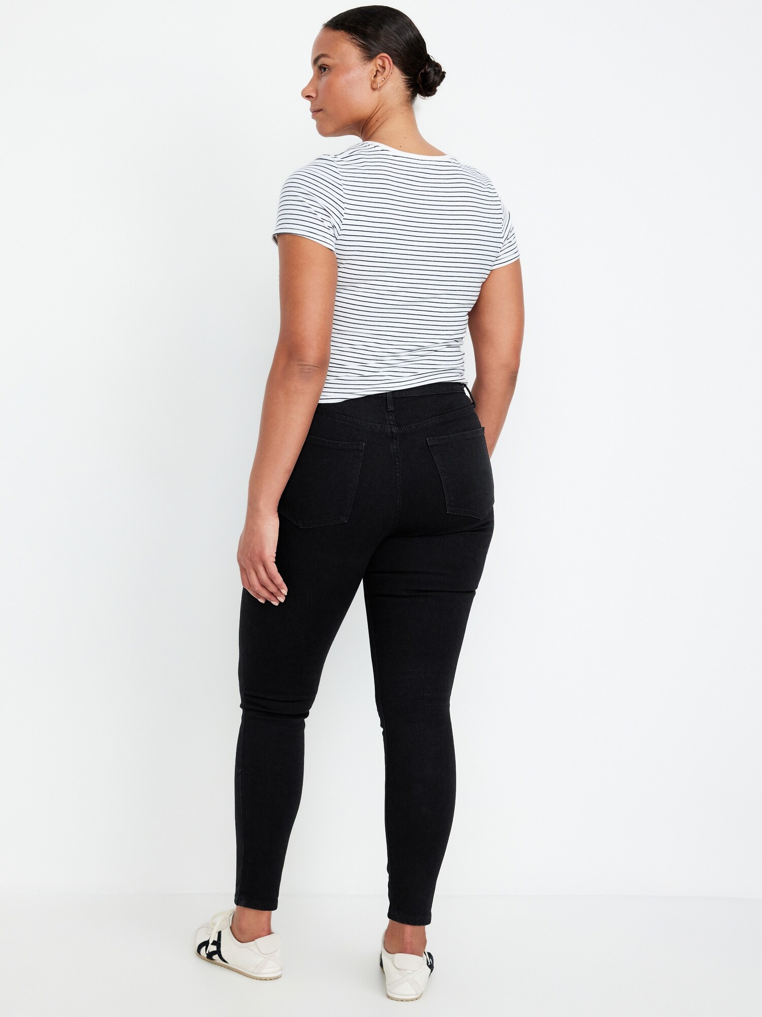 Женские джинсы Old Navy High-Waisted Wow Super-Skinny, цвет: Чёрный варёный — фото 5