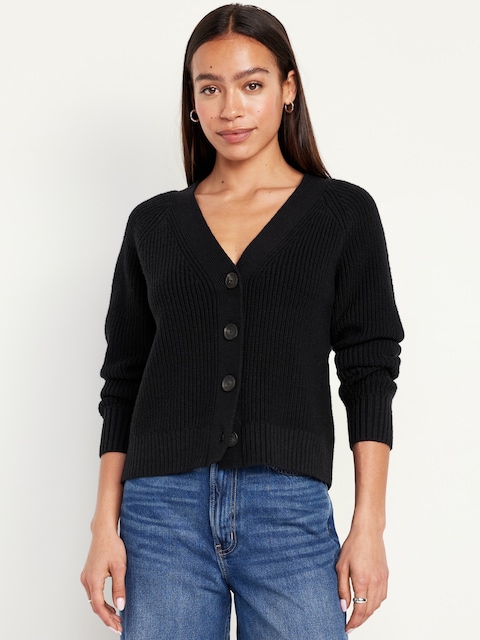Shaker-Stitch Cardigan - Black Jack
