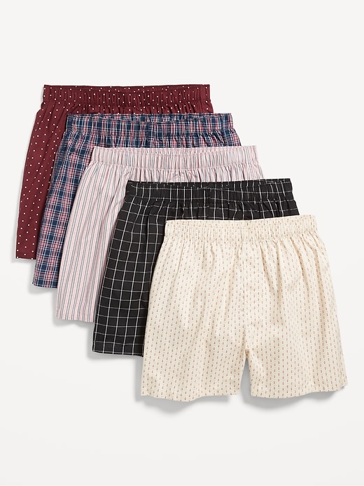 View large product image 1 of 1. 5-Pack Poplin Boxer Shorts