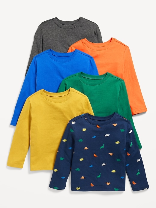 View large product image 1 of 2. Unisex Long-Sleeve T-Shirt 6-Pack for Toddler