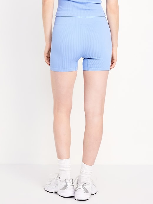 Image number 2 showing, Extra High-Waisted Seamless Ribbed Biker Shorts -- 4-inch inseam