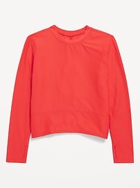 View large product image 3 of 4. Long-Sleeve Curved-Hem Performance Top for Girls