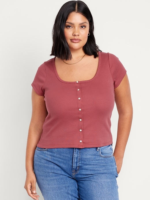 Image number 7 showing, Rib-Knit Button-Down Top