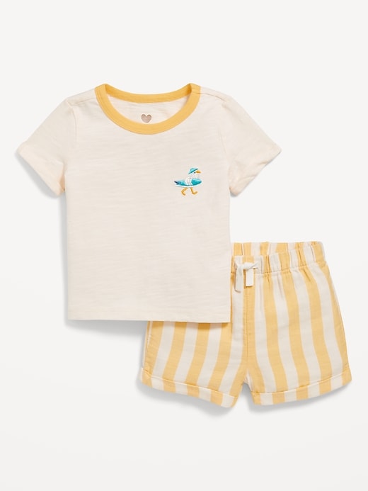 View large product image 1 of 3. Little Navy Organic-Cotton Graphic T-Shirt and Shorts Set for Baby