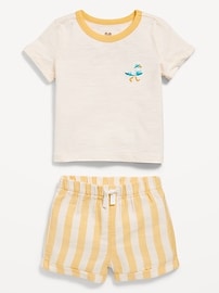 View large product image 3 of 3. Little Navy Organic-Cotton Graphic T-Shirt and Shorts Set for Baby