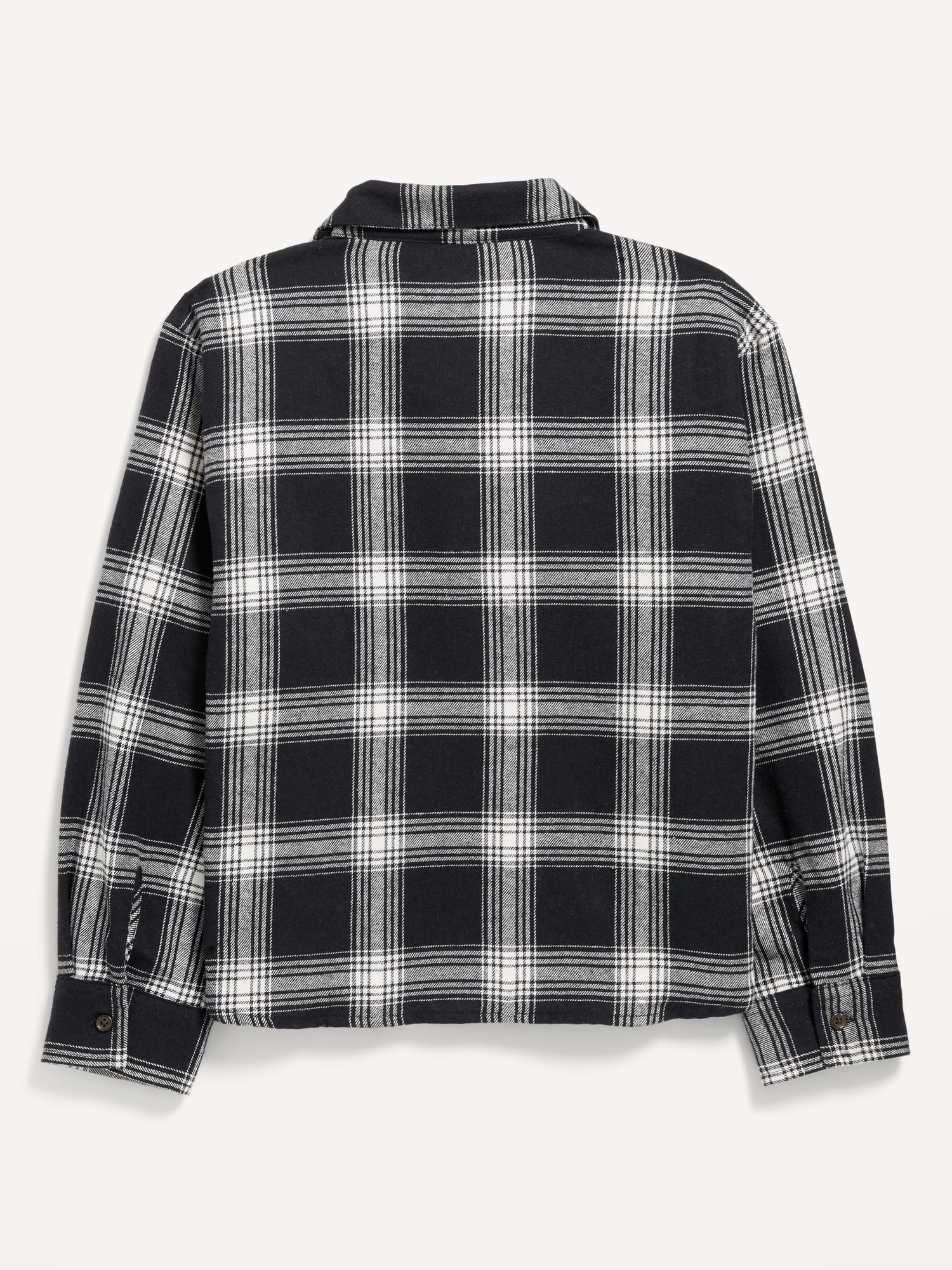 Cropped Long-Sleeve Plaid Pocket Flannel Shirt for Girls | Old Navy