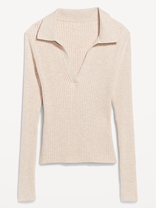 Image number 4 showing, Ribbed Crop Polo Sweater