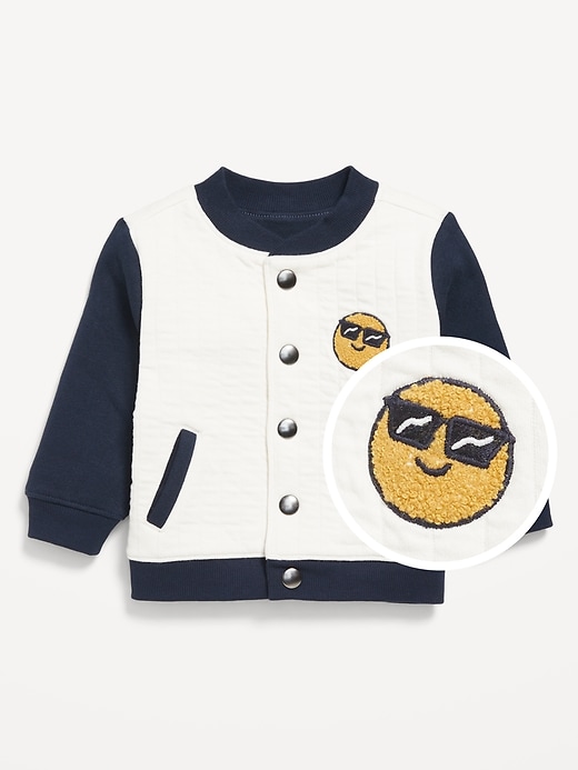 View large product image 1 of 2. Button-Front Embroidered Patch Bomber Jacket for Baby