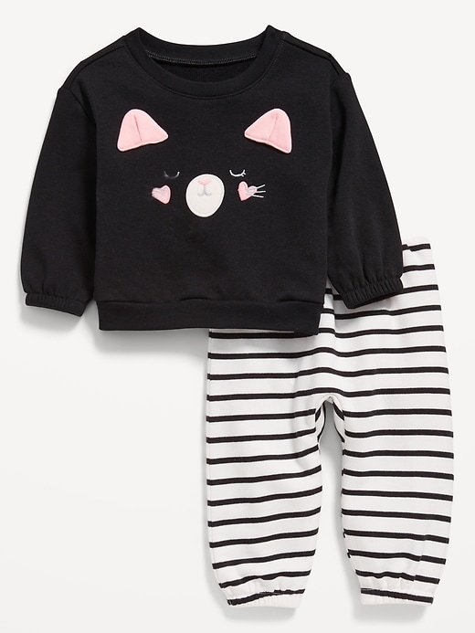 View large product image 1 of 3. Crew-Neck Critter Sweatshirt and Jogger Pants Set for Baby