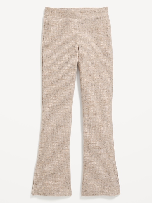 View large product image 2 of 3. Plush High-Waisted Ribbed Flare Pants for Girls