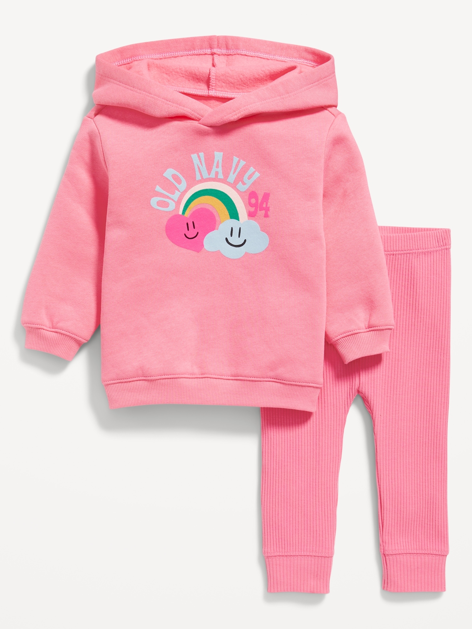 Oversized Logo-Graphic Hoodie and Leggings Set for Baby