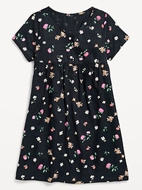 View large product image 3 of 3. Loose Short-Sleeve Crepe Dress for Girls