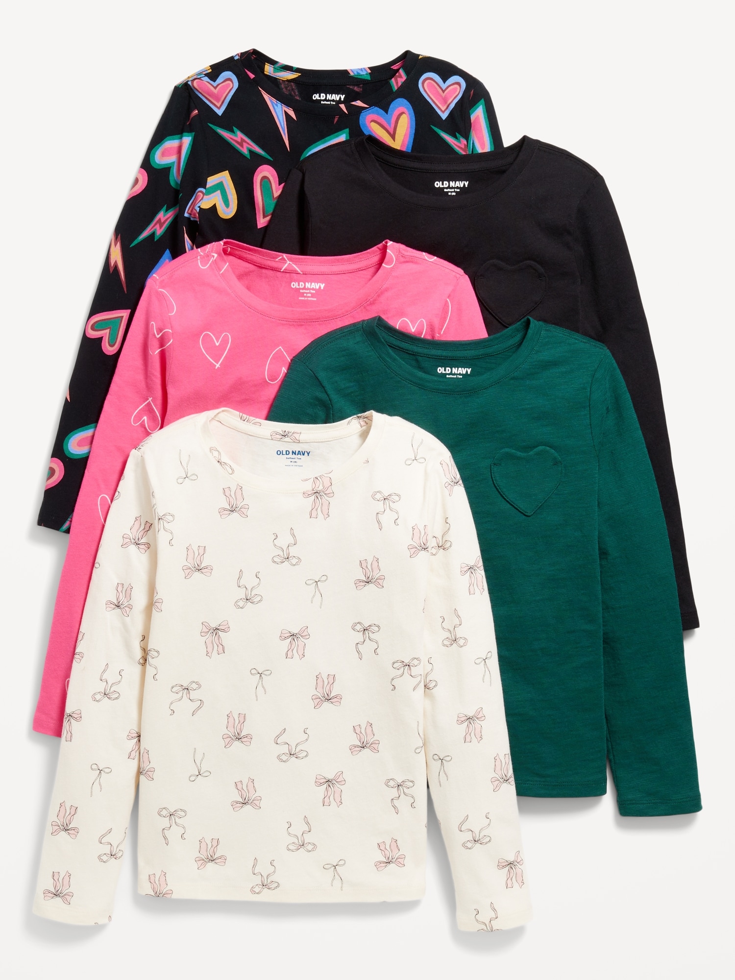 Long-Sleeve Softest T-Shirt Variety 5-Pack for Girls | Old Navy