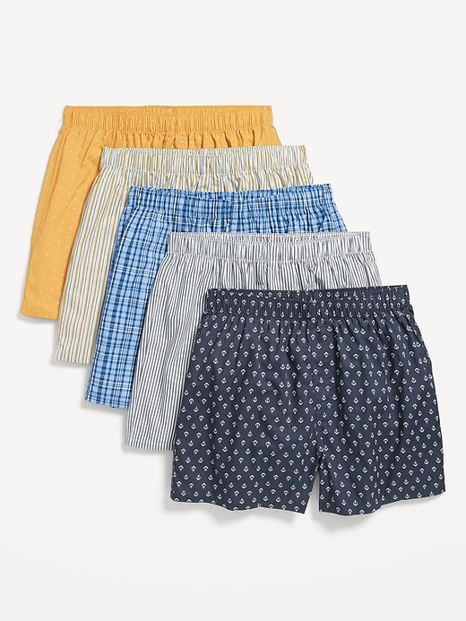 View large product image 1 of 1. 5-Pack Poplin Boxer Shorts