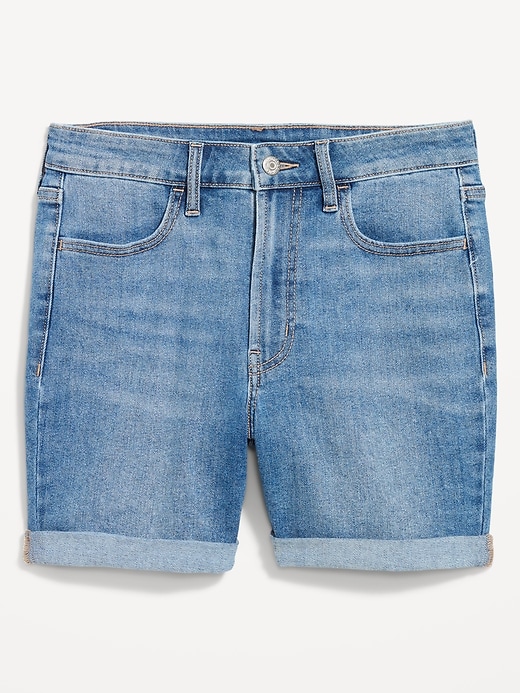 Image number 4 showing, High-Waisted Wow Jean Shorts -- 5-inch inseam