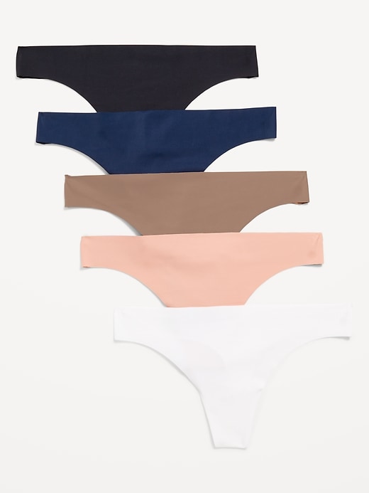 View large product image 1 of 2. Low-Rise No-Show Thong 5-Pack