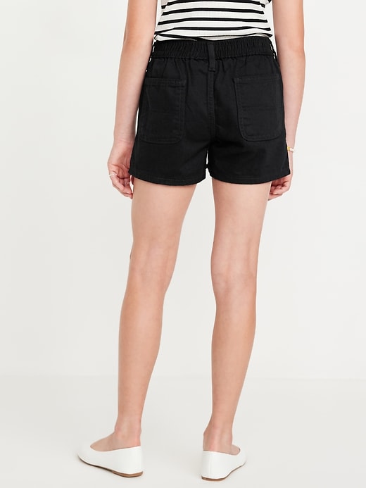 View large product image 2 of 4. Elasticized High-Waisted Utility Jean Shorts for Girls