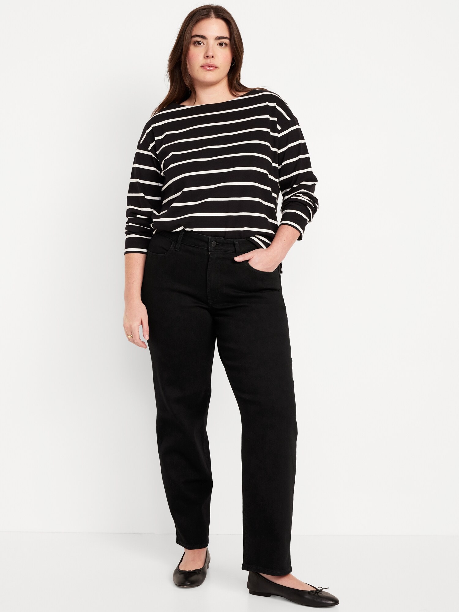 Женские джинсы Old Navy High-Waisted Wow Loose, цвет: Чёрный варёный — фото 5