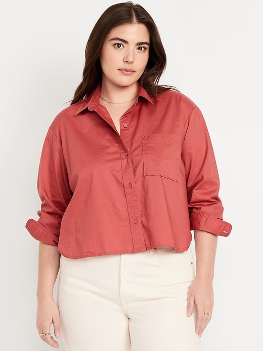 Image number 5 showing, Button-Down Crop Shirt