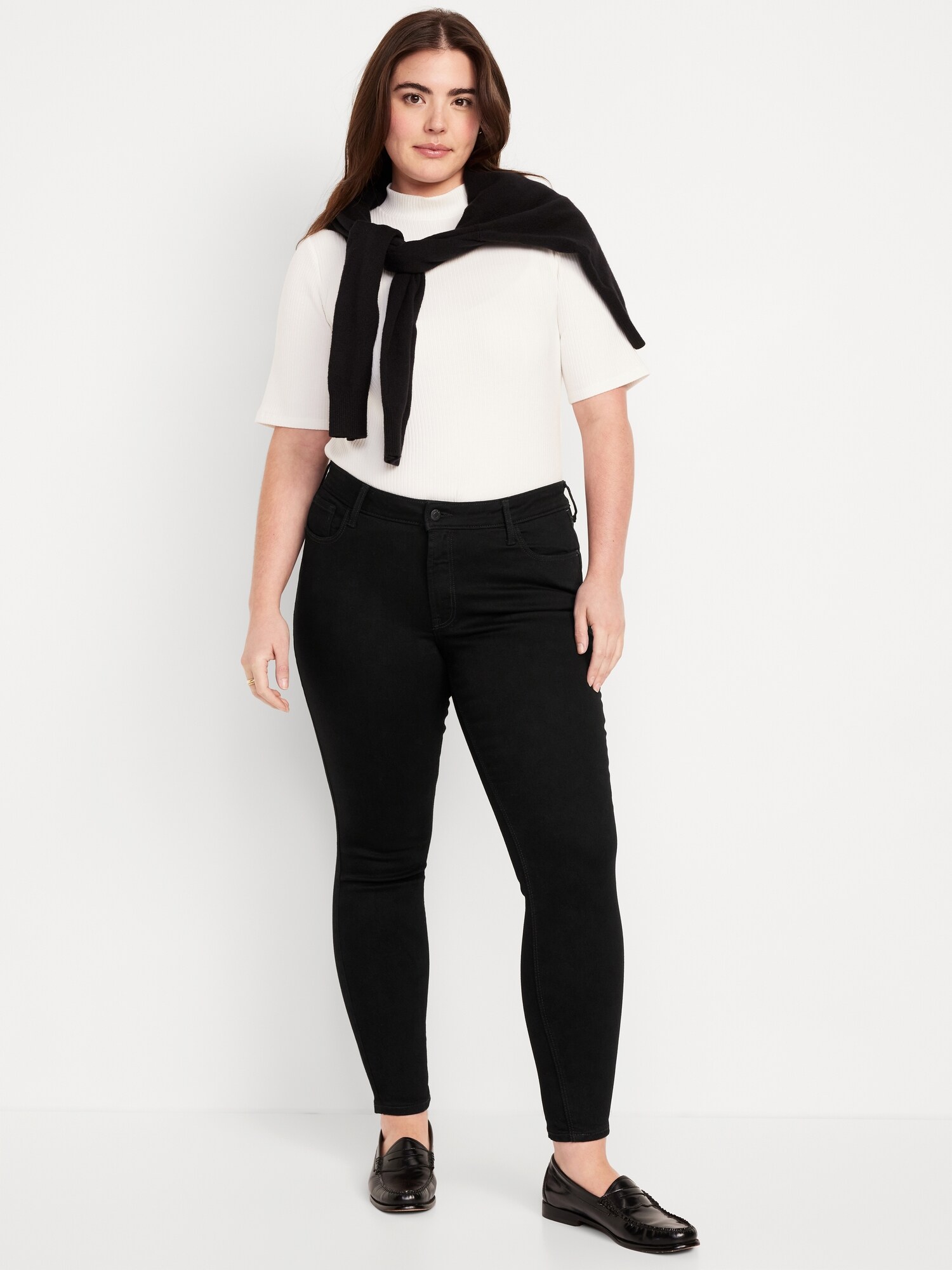 Женские джинсы Old Navy Mid-Rise Rockstar Super-Skinny, цвет: Чёрный варёный — фото 5
