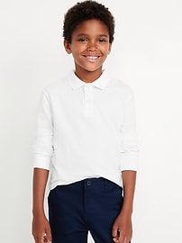 Image number 1 showing, School Uniform Long-Sleeve Polo Shirt for Boys