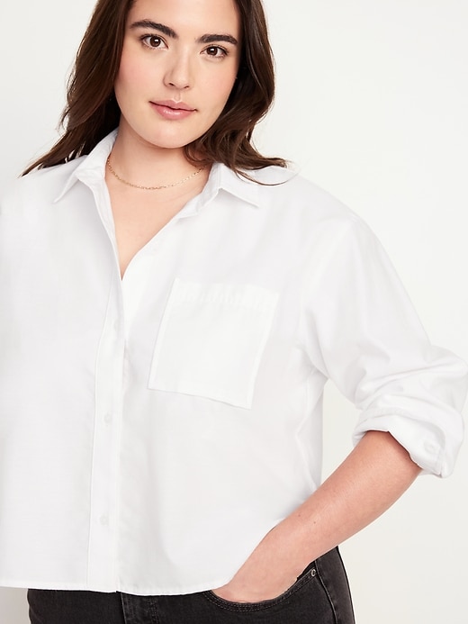 Image number 4 showing, Button-Down Oxford Crop Shirt