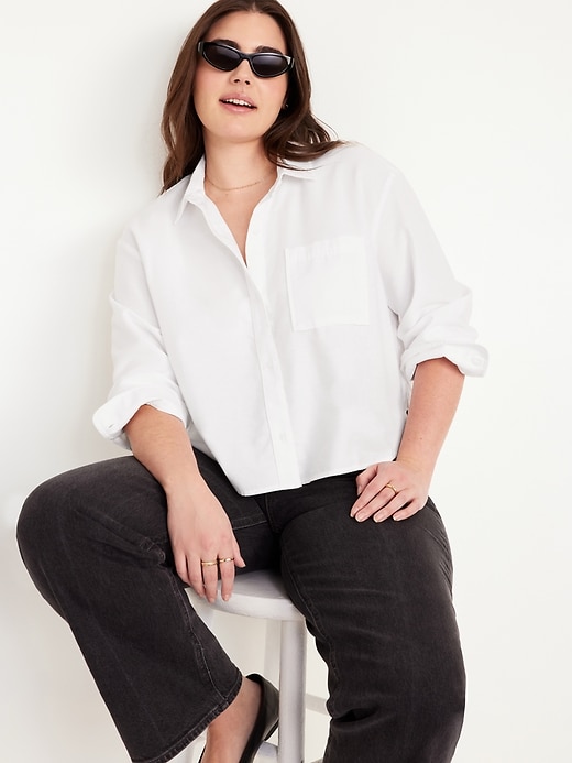 Image number 3 showing, Button-Down Oxford Crop Shirt