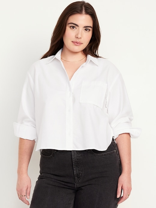 Image number 5 showing, Button-Down Oxford Crop Shirt