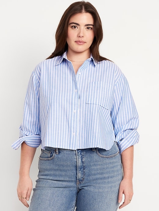 Image number 5 showing, Button-Down Oxford Crop Shirt