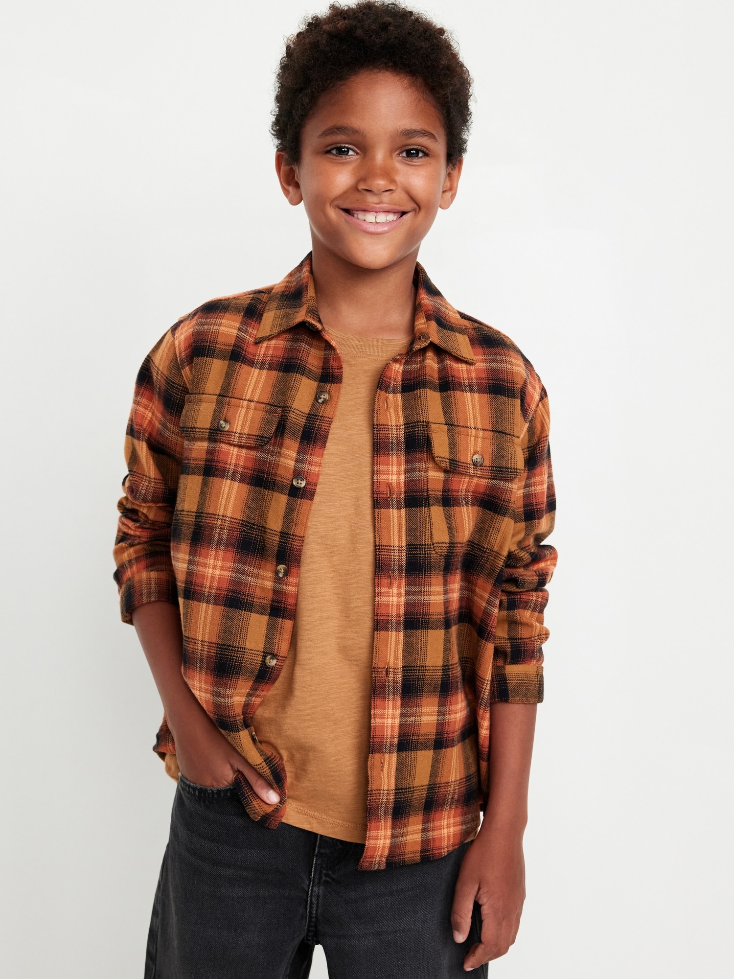 Soft-Brushed Flannel Pocket Shirt for Boys