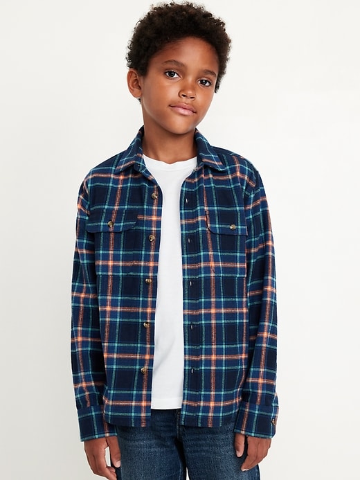 View large product image 1 of 3. Soft-Brushed Flannel Pocket Shirt for Boys