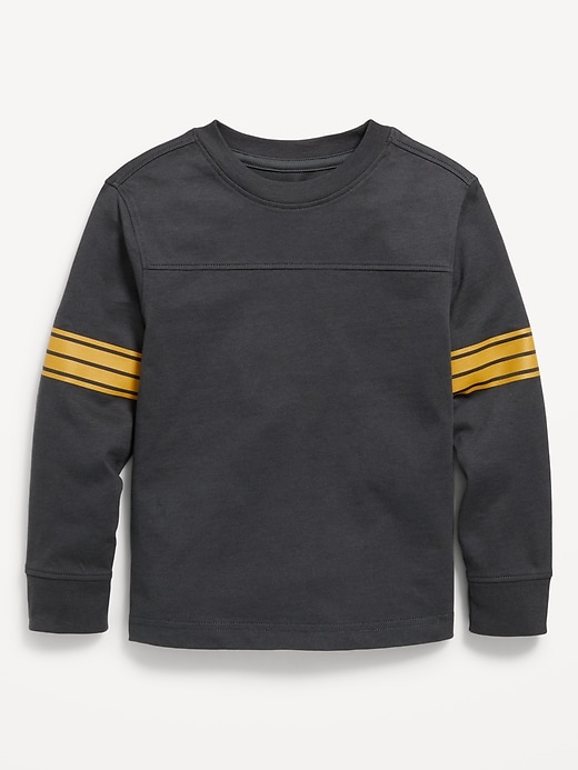 View large product image 1 of 1. Oversized Long-Sleeve Striped T-Shirt for Toddler Boys