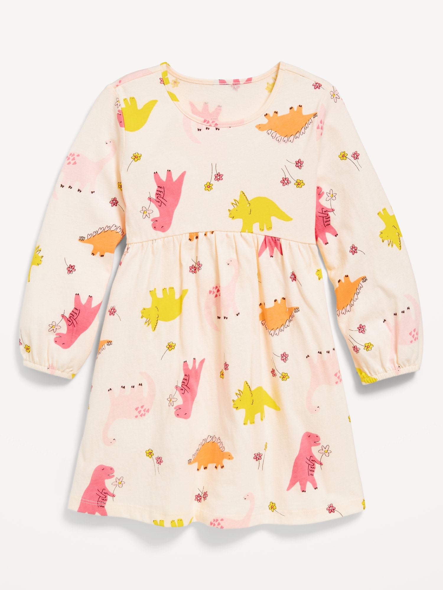 Printed Jersey-Knit Long-Sleeve Dress for Toddler Girls