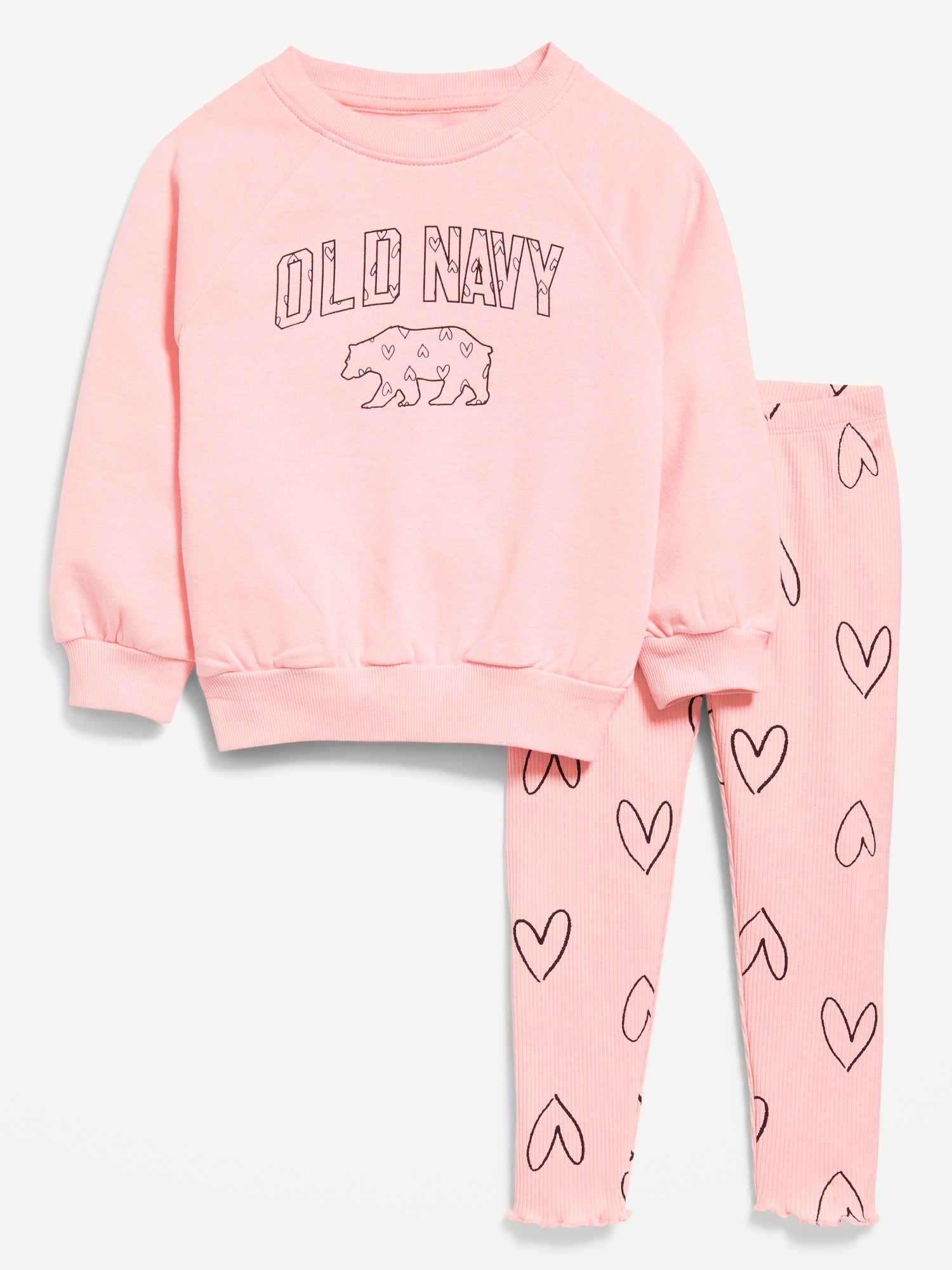 Long-Sleeve Logo Sweatshirt and Leggings Set for Toddler Girls