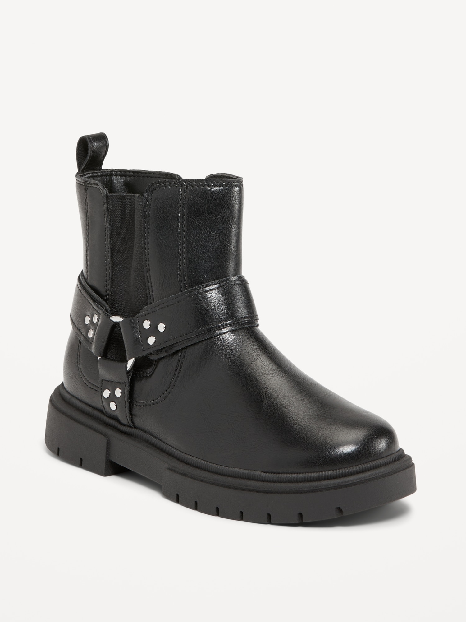 Faux-Leather Side-Zip Moto Boots for Girls