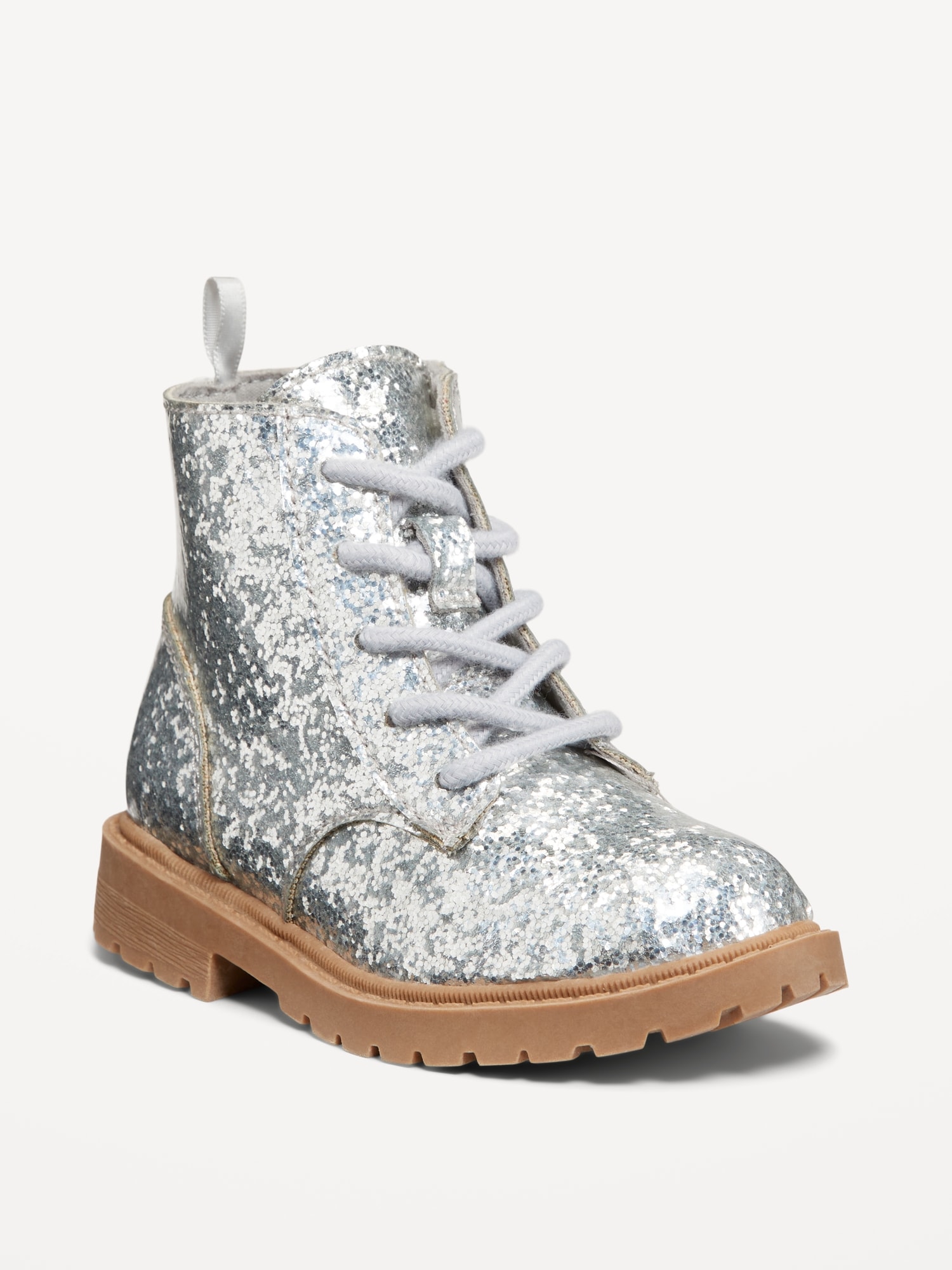 Glittery Side-Zip Combat Boots for Toddler Girls