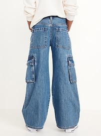Image number 2 showing, High-Waisted Super Baggy Wide-Leg Cargo Jeans for Girls