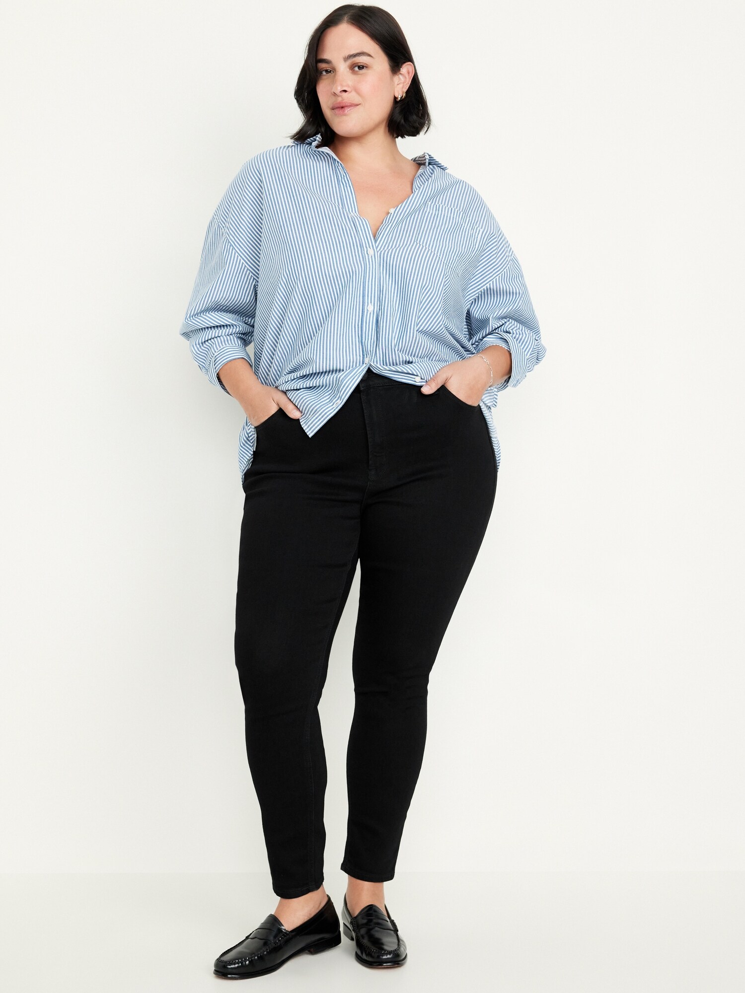 Женские джинсы Old Navy High-Waisted Wow Super-Skinny, цвет: Чёрный варёный — фото 6