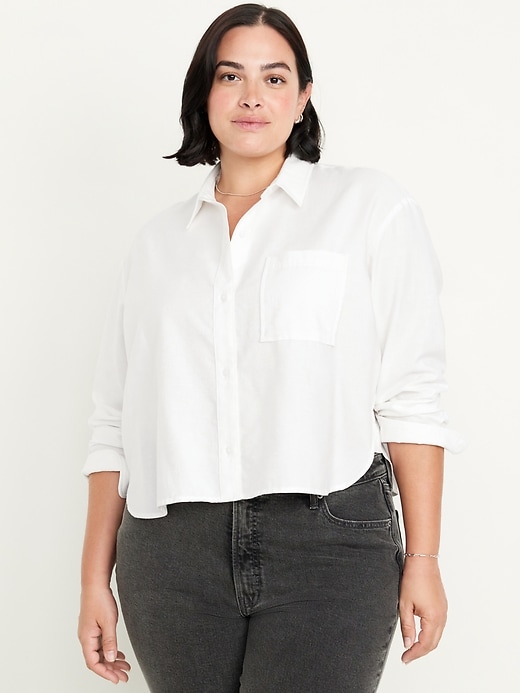 Image number 7 showing, Button-Down Oxford Crop Shirt