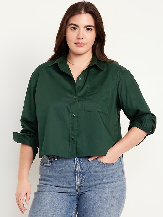 Image number 5 showing, Button-Down Crop Shirt