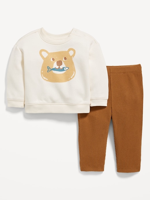 View large product image 1 of 2. Crew-Neck Sweatshirt and Thermal-Knit Pants Set for Baby