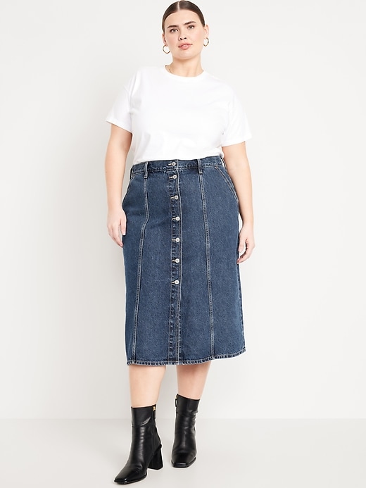 Image number 6 showing, High-Waisted Jean Midi Skirt