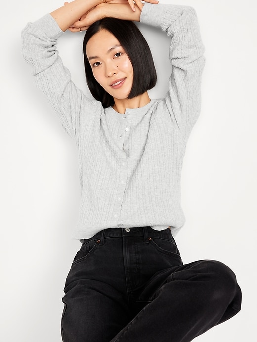 Image number 3 showing, SoSoft Cable Crop Cardigan Sweater