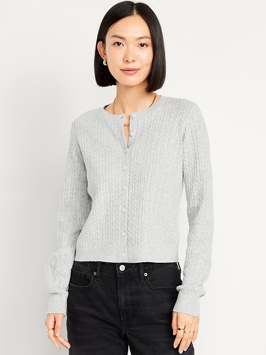 Image number 1 showing, SoSoft Cable Crop Cardigan Sweater