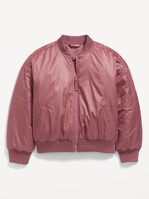 View large product image 2 of 3. Water-Resistant Zip-Front Bomber Jacket for Girls