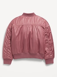 View large product image 3 of 3. Water-Resistant Zip-Front Bomber Jacket for Girls