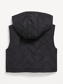 View large product image 3 of 3. Water-Resistant Quilted Cropped Hooded Vest for Girls