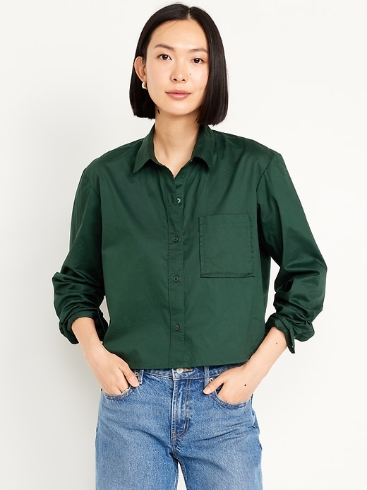 Image number 1 showing, Button-Down Crop Shirt
