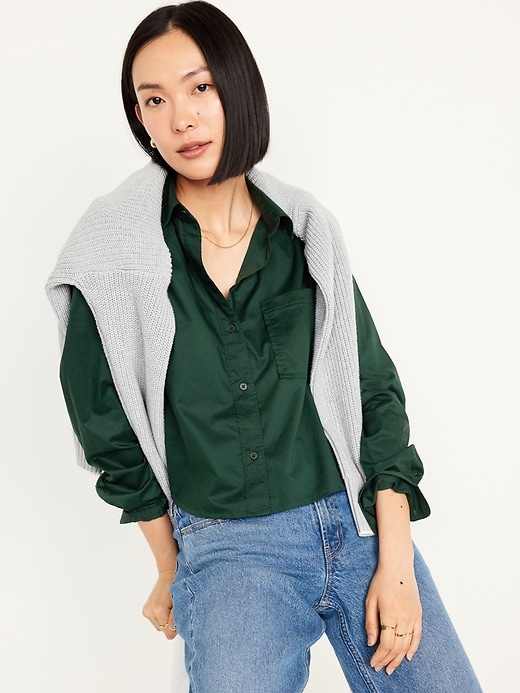 Image number 3 showing, Button-Down Crop Shirt