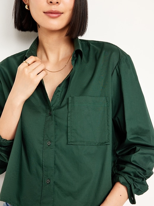 Image number 4 showing, Button-Down Crop Shirt